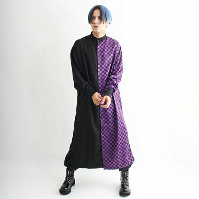 【DrugHoney】市松柄サイドスリット入ロングシャツワンピ < 女性ファッション  【DrugHoney】市松柄サイドスリット入ロングシャツワンピ < 女性ファッションの