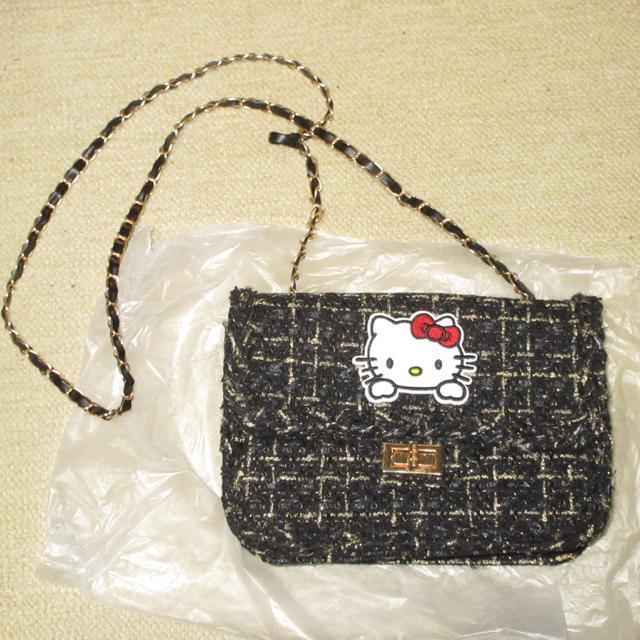 未使用☆ハローキティ*ツイード生地チェーンミニバッグ*ショルダーバッグ(ブラック) < 女性ファッション 未使用☆ハローキティ*ツイード生地チェーンミニバッグ*ショルダーバッグ(ブラック) < 女性ファッションの
