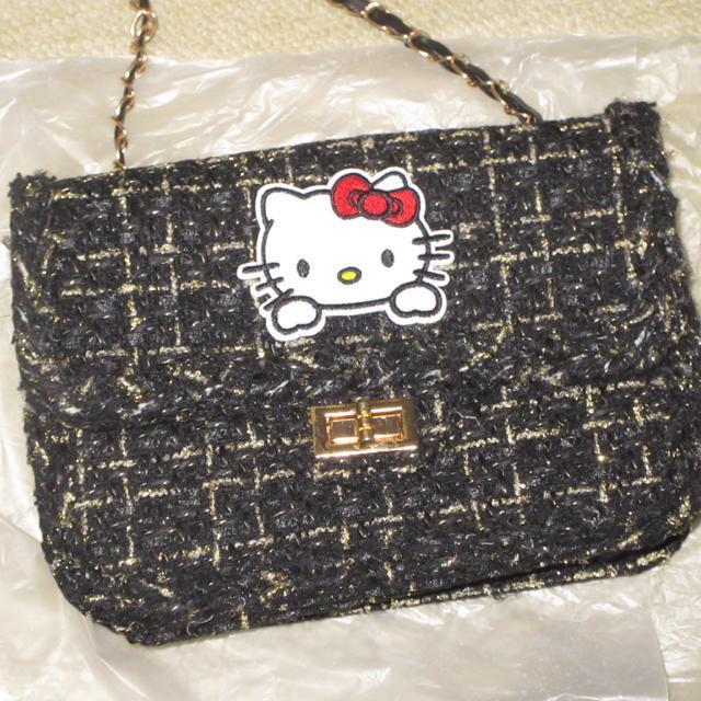 未使用☆ハローキティ*ツイード生地チェーンミニバッグ*ショルダーバッグ(ブラック) < 女性ファッション 未使用☆ハローキティ*ツイード生地チェーンミニバッグ*ショルダーバッグ(ブラック) < 女性ファッションの