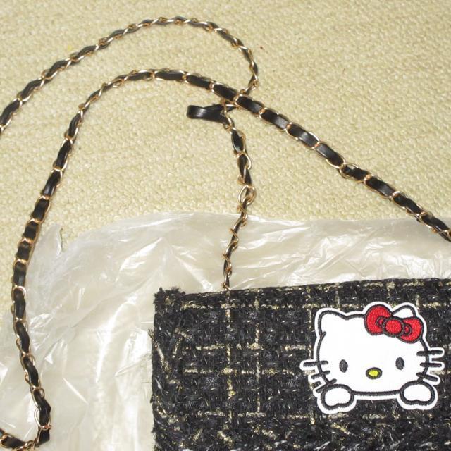 未使用☆ハローキティ*ツイード生地チェーンミニバッグ*ショルダーバッグ(ブラック) < 女性ファッション 未使用☆ハローキティ*ツイード生地チェーンミニバッグ*ショルダーバッグ(ブラック) < 女性ファッションの