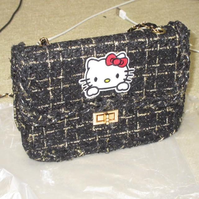 未使用☆ハローキティ*ツイード生地チェーンミニバッグ*ショルダーバッグ(ブラック) < 女性ファッション 未使用☆ハローキティ*ツイード生地チェーンミニバッグ*ショルダーバッグ(ブラック) < 女性ファッションの