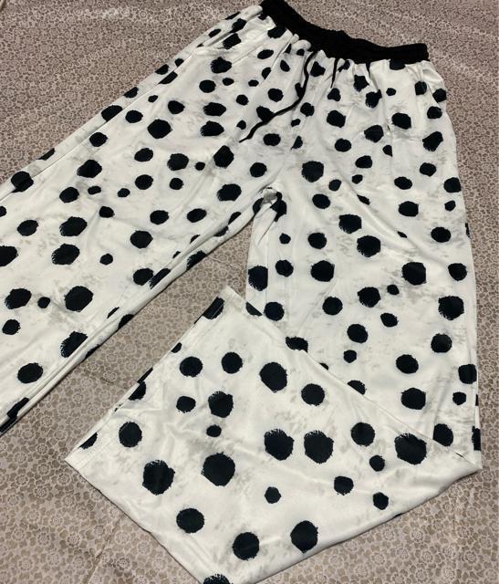 ワイドパンツ ドット柄 ガウチョパンツ オフホワイト 大きいサイズ < 女性ファッション ワイドパンツ ドット柄 ガウチョパンツ オフホワイト 大きいサイズ < 女性ファッションの