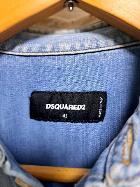 ☆DSQUARED2 ディースクエアード ロゴ ダメージ加工 デニムシャツ 長袖シャツ/メンズ/42☆新作モデル < ブランド ☆DSQUARED2 ディースクエアード ロゴ ダメージ加工 デニムシャツ 長袖シャツ/メンズ/42☆新作モデル < ブランドの