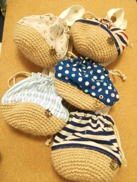 ハンドメイド マリン丸底ミニ巾着(青水玉) < ペット/手芸/園芸  ハンドメイド マリン丸底ミニ巾着(青水玉) < ペット/手芸/園芸の