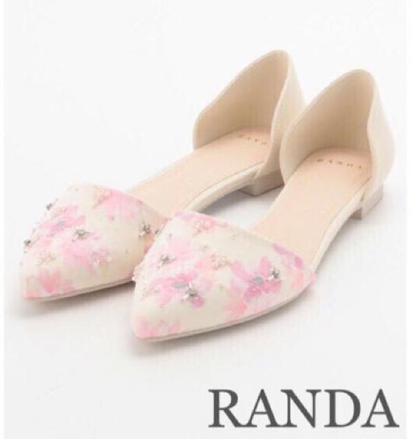 RANDAランダ【新品】オルセーフラワーフラッツ パンプス●黄色イエロー×ピンク●23.5cm〜24cm●ビジュー フラワー < ブランド  RANDAランダ【新品】オルセーフラワーフラッツ パンプス●黄色イエロー×ピンク●23.5cm〜24cm●ビジュー フラワー < ブランドの