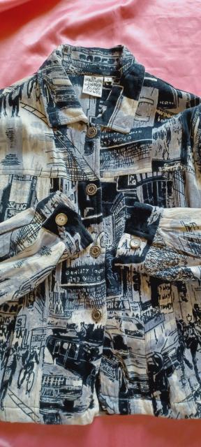 ★インポートU.S.A.★モノトーン白ホワイト黒ブラックグレーお洒落イラスト♪柔らか綿コットン長袖ジャケットGジャン < 女性ファッション  ★インポートU.S.A.★モノトーン白ホワイト黒ブラックグレーお洒落イラスト♪柔らか綿コットン長袖ジャケットGジャン < 女性ファッションの