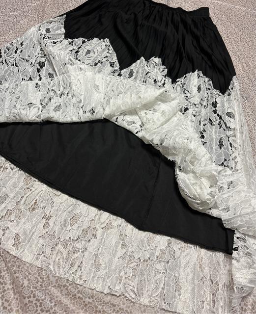 裏地付き レース切り替え プリーツ ロング丈スカート 大きいサイズ < 女性ファッション 裏地付き レース切り替え プリーツ ロング丈スカート 大きいサイズ < 女性ファッションの