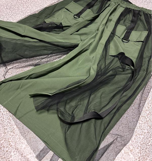 ワイドパンツ レース重ね ガウチョパンツ ウエストゴム カーキ 大きいサイズ < 女性ファッション ワイドパンツ レース重ね ガウチョパンツ ウエストゴム カーキ 大きいサイズ < 女性ファッションの