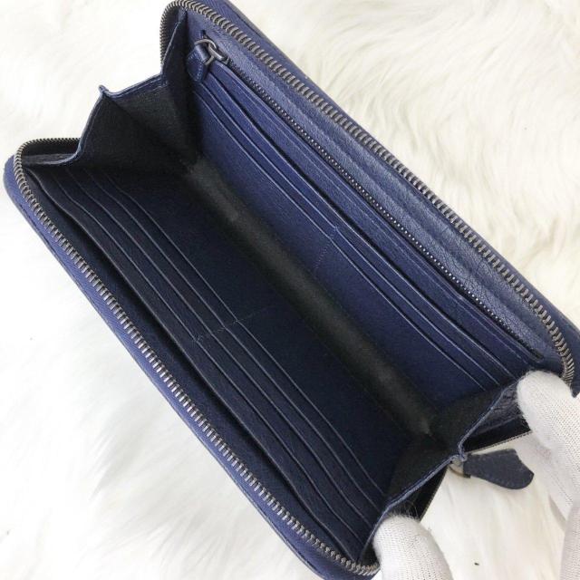 【希少】 BOTTEGA VENETA ボッテガヴェネタ 長財布 イントレチャート オーストリッチ ラウンドファスナー ネイビー < ブランド 【希少】 BOTTEGA VENETA ボッテガヴェネタ 長財布 イントレチャート オーストリッチ ラウンドファスナー ネイビー < ブランドの