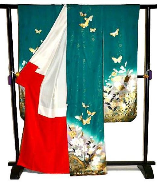 【最高級】新品同様 暈し染め 金彩 本金箔 金通し 観世水 蝶 杜若 百合 振袖 身丈166.5cm 裄丈65.5cm Y3345 < 女性ファッション  【最高級】新品同様 暈し染め 金彩 本金箔 金通し 観世水 蝶 杜若 百合 振袖 身丈166.5cm 裄丈65.5cm Y3345 < 女性ファッションの