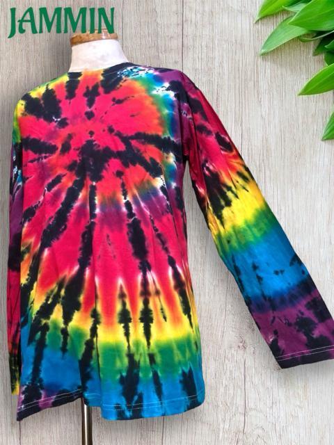 タイダイロンT アジアン サイケ ヒッピー カラフル レインボー < 男性ファッション  タイダイロンT アジアン サイケ ヒッピー カラフル レインボー < 男性ファッションの