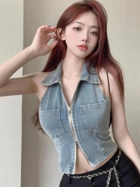 超お買い得1690円★デニムホルターネック、ホルターネックキャミソール、バックレスセクシースリーブレスタップ、女性用日本サイズM < 女性ファッション  超お買い得1690円★デニムホルターネック、ホルターネックキャミソール、バックレスセクシースリーブレスタップ、女性用日本サイズM  < 女性ファッションの