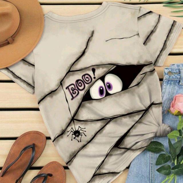 新品★Boo! マミー(ミイラ)風デザイン半袖Tシャツ/XL < 女性ファッション  新品★Boo! マミー(ミイラ)風デザイン半袖Tシャツ/XL  < 女性ファッションの