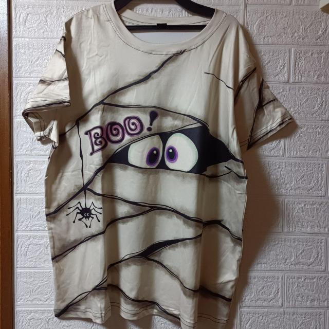 新品★Boo! マミー(ミイラ)風デザイン半袖Tシャツ/XL < 女性ファッション  新品★Boo! マミー(ミイラ)風デザイン半袖Tシャツ/XL < 女性ファッションの