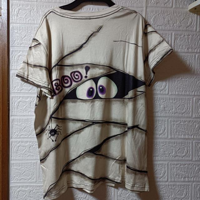 新品★Boo! マミー(ミイラ)風デザイン半袖Tシャツ/XL < 女性ファッション  新品★Boo! マミー(ミイラ)風デザイン半袖Tシャツ/XL < 女性ファッションの