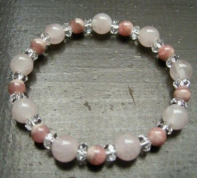 ローズクォーツxインカローズxカット水晶ブレスレット < 女性アクセサリー/時計  ローズクォーツxインカローズxカット水晶ブレスレット  < 女性アクセサリー/時計の