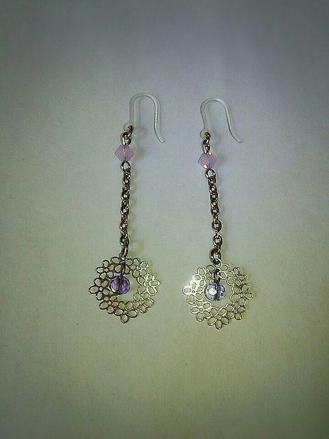 Silverお花透かしミルキー&サファイアスワロ樹脂フック☆ < 女性アクセサリー/時計  Silverお花透かしミルキー&サファイアスワロ樹脂フック☆ < 女性アクセサリー/時計の