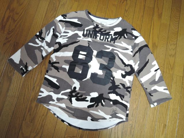uniform experimen 7分丈 スウェット調 カットソー 2 カモ迷彩柄 フットボール ロンTシャツ SOPHNET. < ブランド  uniform experimen 7分丈 スウェット調 カットソー 2 カモ迷彩柄 フットボール ロンTシャツ SOPHNET. < ブランドの