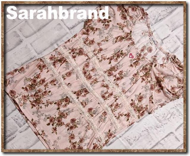 サラブランド レース&刺繍入りバラ柄カットソー ピンク < 女性ファッション  サラブランド レース&刺繍入りバラ柄カットソー ピンク  < 女性ファッションの