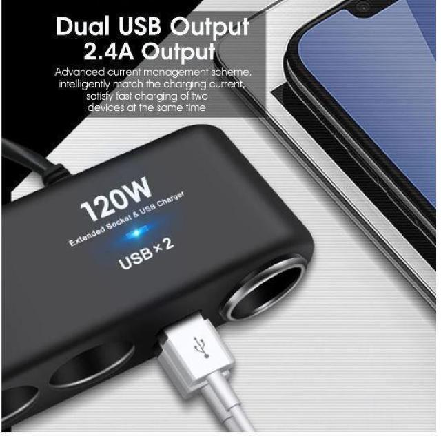 シガーソケット 4連+USB2ポート 分配器 充電器 シガーライター対応 6in1 120wトラック 24v12v対応 180 < 自動車/バイク シガーソケット 4連+USB2ポート 分配器 充電器 シガーライター対応 6in1 120wトラック 24v12v対応 180 < 自動車/バイク