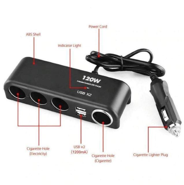 シガーソケット 4連+USB2ポート 分配器 充電器 シガーライター対応 6in1 120wトラック 24v12v対応 180 < 自動車/バイク シガーソケット 4連+USB2ポート 分配器 充電器 シガーライター対応 6in1 120wトラック 24v12v対応 180 < 自動車/バイク