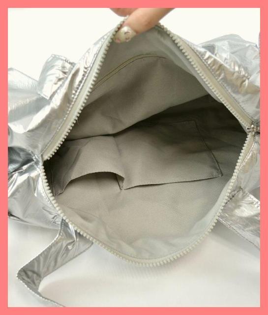 ☆今期新品☆定価3960円♪超軽量収納力◎!サイドリボンシルバーボストンバッグ☆ < 女性ファッション ☆今期新品☆定価3960円♪超軽量収納力◎!サイドリボンシルバーボストンバッグ☆ < 女性ファッションの