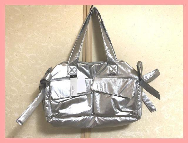 ☆今期新品☆定価3960円♪超軽量収納力◎!サイドリボンシルバーボストンバッグ☆ < 女性ファッション ☆今期新品☆定価3960円♪超軽量収納力◎!サイドリボンシルバーボストンバッグ☆ < 女性ファッションの