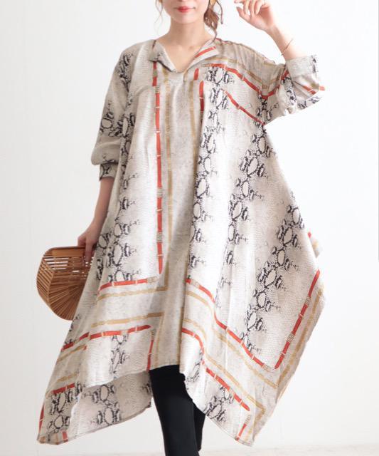 S awa  a l a mode パイソンとベルト柄ロング丈チュニック 新品タグ付き < 女性ファッション  S awa  a l a mode パイソンとベルト柄ロング丈チュニック 新品タグ付き  < 女性ファッションの