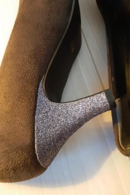 新品■CHARKIES チャーキーズ◆つま先ヒールラメ ブラウンベロア 2トーン パンプス◆23cm < 女性ファッション  新品■CHARKIES チャーキーズ◆つま先ヒールラメ ブラウンベロア 2トーン パンプス◆23cm < 女性ファッションの