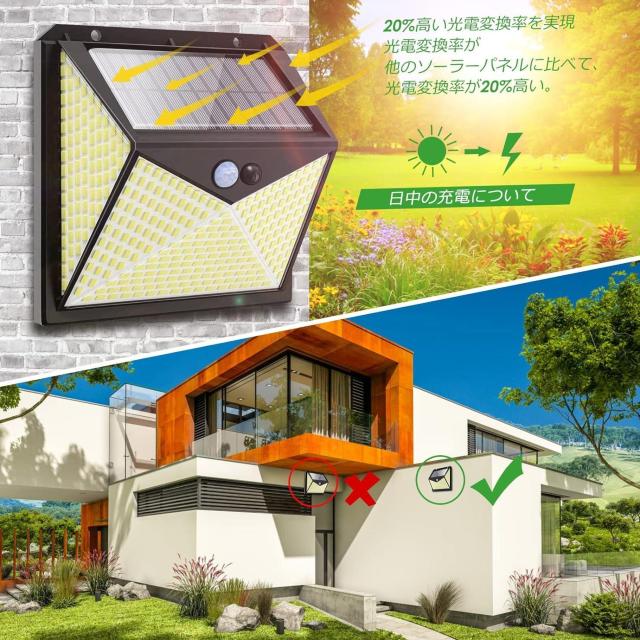 ソーラーライト 屋外 センサーライト ガーデンライト 350LED 5面発光 防水 ガーデン/玄関/駐車場/ (4個セット) < ペット/手芸/園芸  ソーラーライト 屋外 センサーライト ガーデンライト 350LED 5面発光 防水 ガーデン/玄関/駐車場/ (4個セット) < ペット/手芸/園芸の