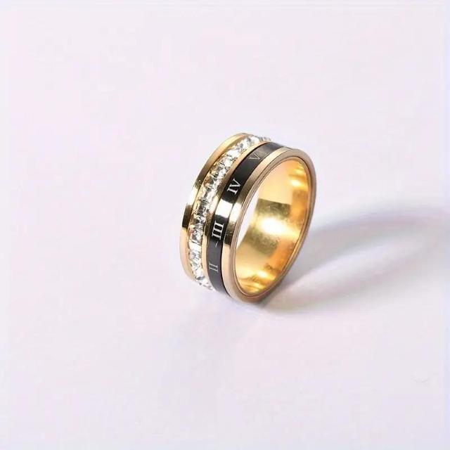 爆ヤス価格590円★【人気の選択】ラインストーンインレイ付きステンレススチールリング USAサイズ6号(日本サイズ11)ゴールド < 女性アクセサリー/時計 爆ヤス価格590円★【人気の選択】ラインストーンインレイ付きステンレススチールリング USAサイズ6号(日本サイズ11)ゴールド < 女性アクセサリー/時計の