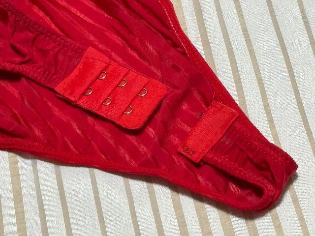 透け感のあるピンストライプ柄★鮮やかレッドが眩しいイベント衣装用ハイレグレオタード★Mサイズ < レジャー/スポーツ 透け感のあるピンストライプ柄★鮮やかレッドが眩しいイベント衣装用ハイレグレオタード★Mサイズ < レジャー/スポーツの