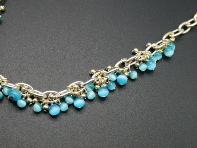 新品 アンティーク調 水色系ボールストーン ネックレス < 女性アクセサリー/時計 新品 アンティーク調 水色系ボールストーン ネックレス < 女性アクセサリー/時計の