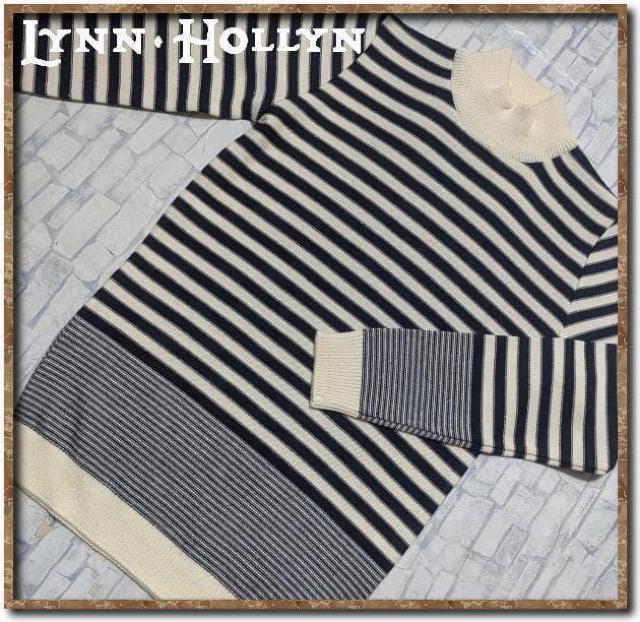 リンホーリン ハイネックボーダーニット 白×濃紺 < 女性ファッション リンホーリン ハイネックボーダーニット 白×濃紺 < 女性ファッションの