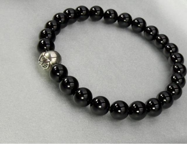 シルバー925ch クロスボール 天然石オニキスブレスレット < 男性アクセサリー/時計 シルバー925ch クロスボール 天然石オニキスブレスレット < 男性アクセサリー/時計の