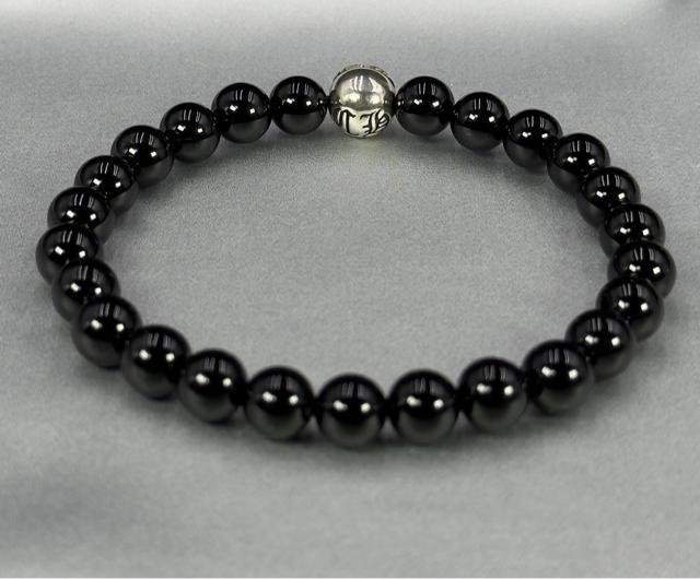シルバー925ch クロスボール 天然石オニキスブレスレット < 男性アクセサリー/時計 シルバー925ch クロスボール 天然石オニキスブレスレット < 男性アクセサリー/時計の