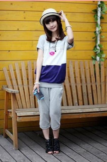 夏大人気!!ボーダーおしゃれ7分丈パンツ上下セット・グレー < 女性ファッション  夏大人気!!ボーダーおしゃれ7分丈パンツ上下セット・グレー  < 女性ファッションの