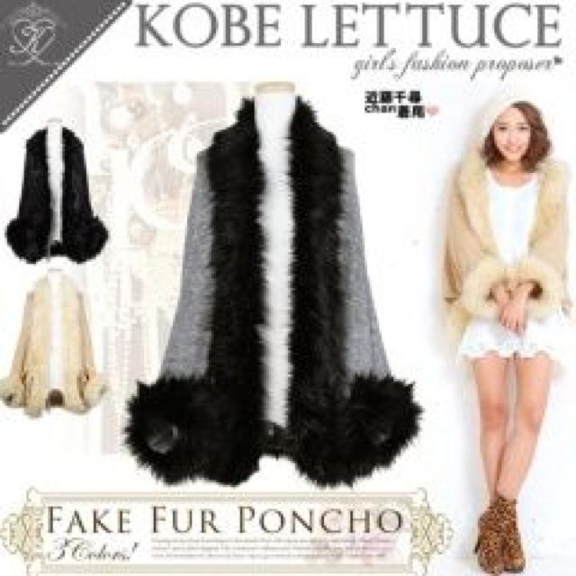 【神戸レタス】可愛い♪パーティーに 高級Richファー ポンチョカーディガン ブラック < ブランド 【神戸レタス】可愛い♪パーティーに 高級Richファー ポンチョカーディガン ブラック < ブランドの
