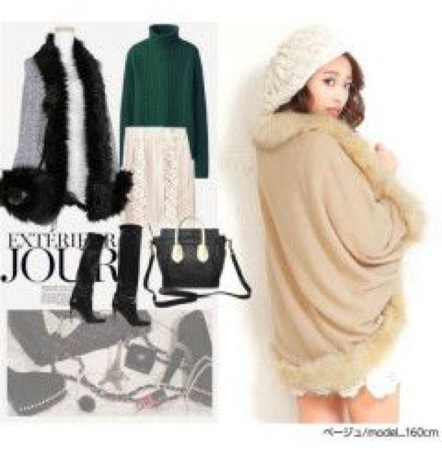 【神戸レタス】可愛い♪パーティーに 高級Richファー ポンチョカーディガン ブラック < ブランド 【神戸レタス】可愛い♪パーティーに 高級Richファー ポンチョカーディガン ブラック < ブランドの