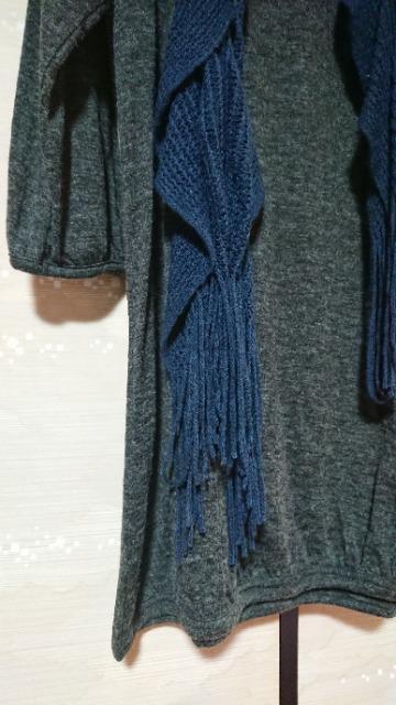 新品 大きいサイズ3L 濃グレー色ワンピース、マフラー2点セット < 女性ファッション 新品 大きいサイズ3L 濃グレー色ワンピース、マフラー2点セット < 女性ファッションの