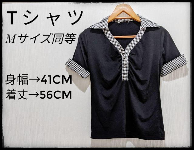 ★Tシャツ★半袖★ポロシャツ★黒★Mサイズ同等★襟付き★部屋着★まとめ買い歓迎★サイズ札・ブランド名札無しです★ < 女性ファッション  ★Tシャツ★半袖★ポロシャツ★黒★Mサイズ同等★襟付き★部屋着★まとめ買い歓迎★サイズ札・ブランド名札無しです★  < 女性ファッションの