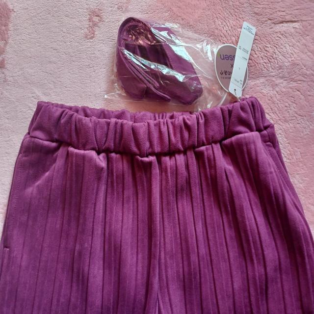 ★チェリーピンク鮮やか綺麗お洒落☆裾リボン付き2way裾カットOK柔らかスエード調ロング足長プリーツ体型カバーイージーワイドパンツ < 女性ファッション  ★チェリーピンク鮮やか綺麗お洒落☆裾リボン付き2way裾カットOK柔らかスエード調ロング足長プリーツ体型カバーイージーワイドパンツ < 女性ファッションの