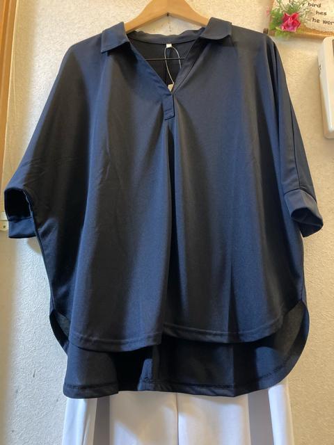 3L新品紺七分袖スキッパーカットソー < 女性ファッション  3L新品紺七分袖スキッパーカットソー  < 女性ファッションの