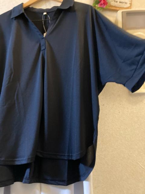 3L新品紺七分袖スキッパーカットソー < 女性ファッション  3L新品紺七分袖スキッパーカットソー < 女性ファッションの