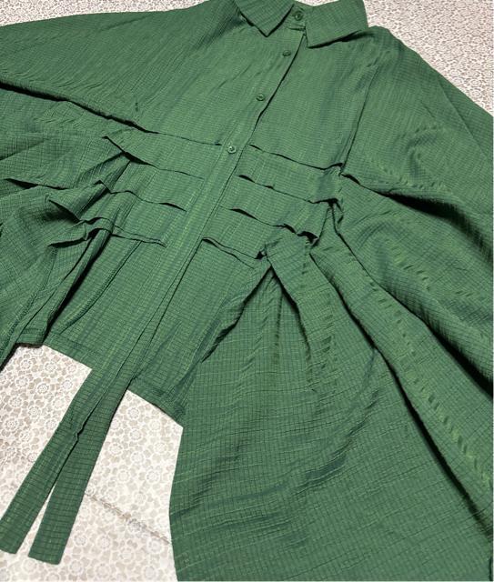 前開き ドルマン 不規則 シャツブラウス グリーン系 大きいサイズ < 女性ファッション 前開き ドルマン 不規則 シャツブラウス グリーン系 大きいサイズ < 女性ファッションの