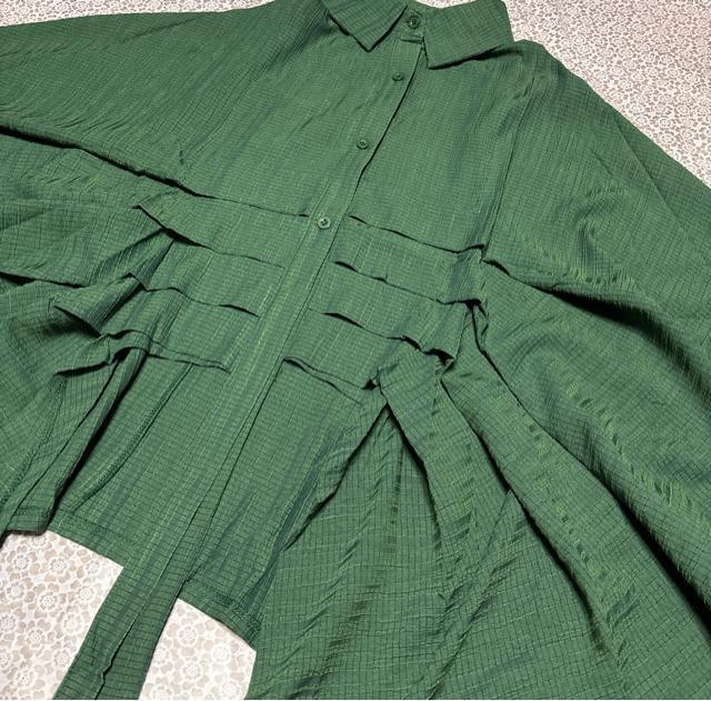 前開き ドルマン 不規則 シャツブラウス グリーン系 大きいサイズ < 女性ファッション 前開き ドルマン 不規則 シャツブラウス グリーン系 大きいサイズ < 女性ファッションの