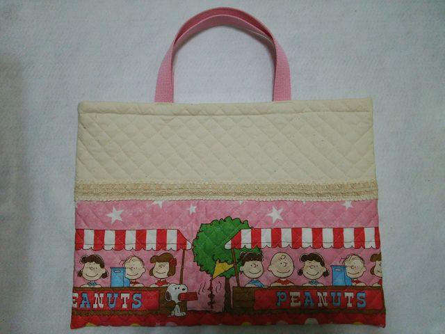 ☆handmade☆絵本袋☆スヌーピー☆ピンク☆ < キッズ/ベビー  ☆handmade☆絵本袋☆スヌーピー☆ピンク☆  < キッズ/ベビーの
