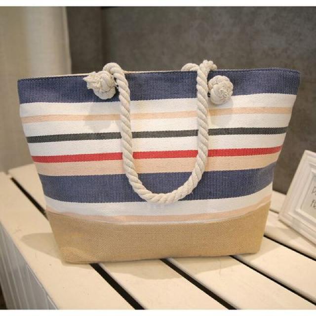 《New》旅行/レジャー★大容量★帆布*ショルダーバッグ【ボーダー柄】 < 女性ファッション  《New》旅行/レジャー★大容量★帆布*ショルダーバッグ【ボーダー柄】 < 女性ファッションの