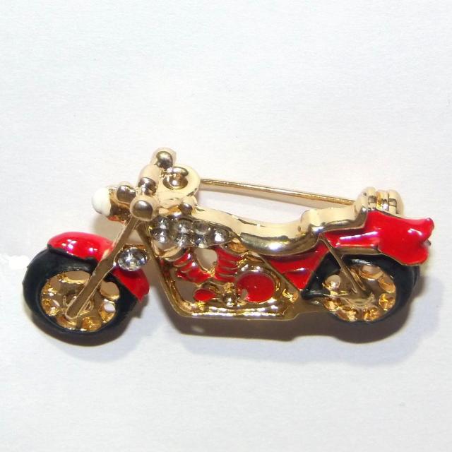 バイク オートバイ 単車 ラインストーン バッジ ブローチ ピンバッジ 赤色 < 男性アクセサリー/時計 バイク オートバイ 単車 ラインストーン バッジ ブローチ ピンバッジ 赤色 < 男性アクセサリー/時計の