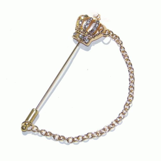 王冠 クラウン ラインストーン ラペルピン ブローチ ピンバッジ 金色 < 男性アクセサリー/時計 王冠 クラウン ラインストーン ラペルピン ブローチ ピンバッジ 金色 < 男性アクセサリー/時計の
